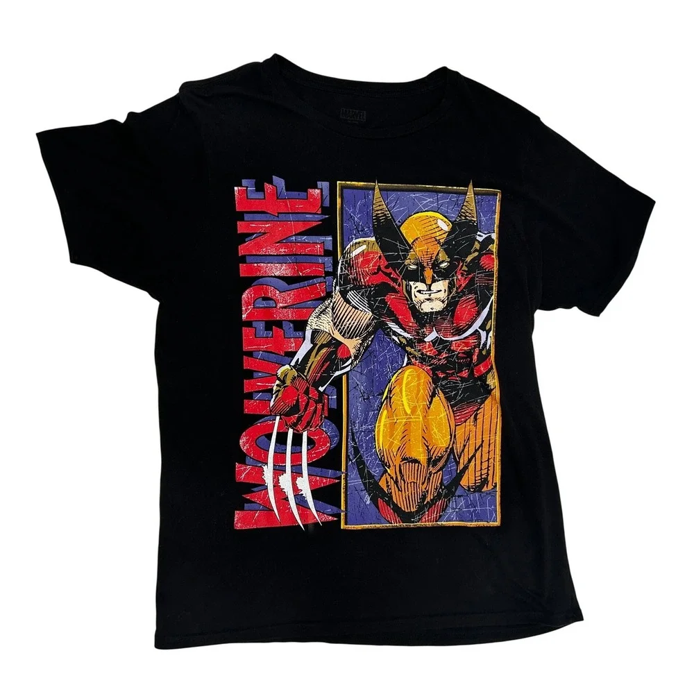 Marvel Wolverine Graphic T-Shirt Mens Large Black Logan X-Men Comics Tee